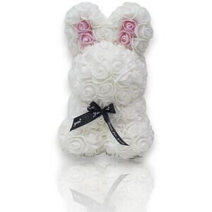 New | Stunning White Rose Flower Bunny - Easter Gift